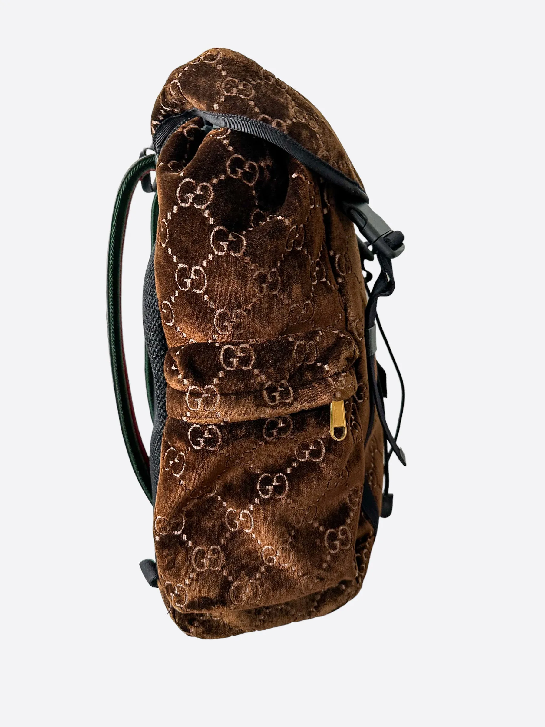 Gucci Brown Velvet GG Monogram Backpack