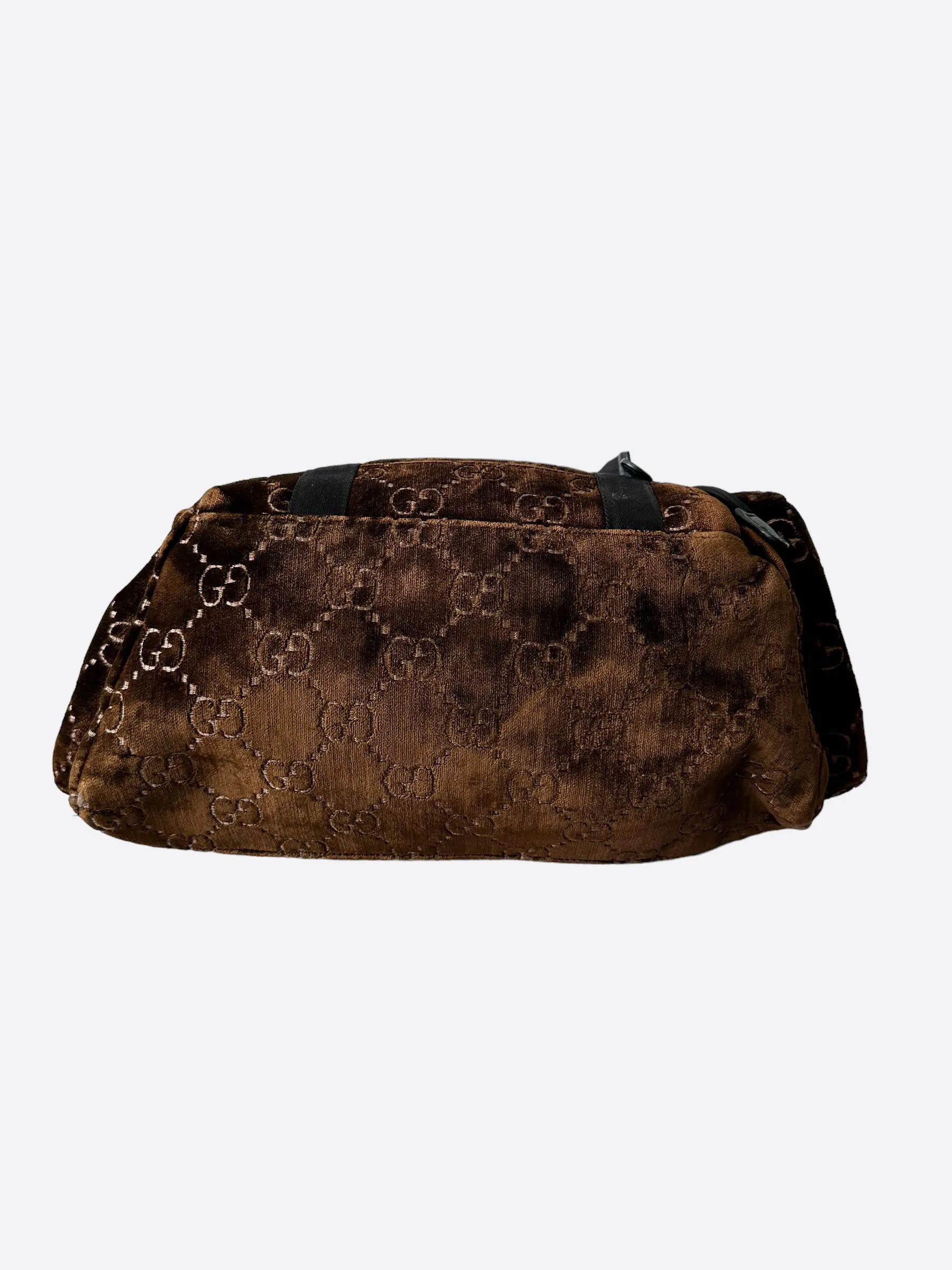 Gucci Brown Velvet GG Monogram Backpack