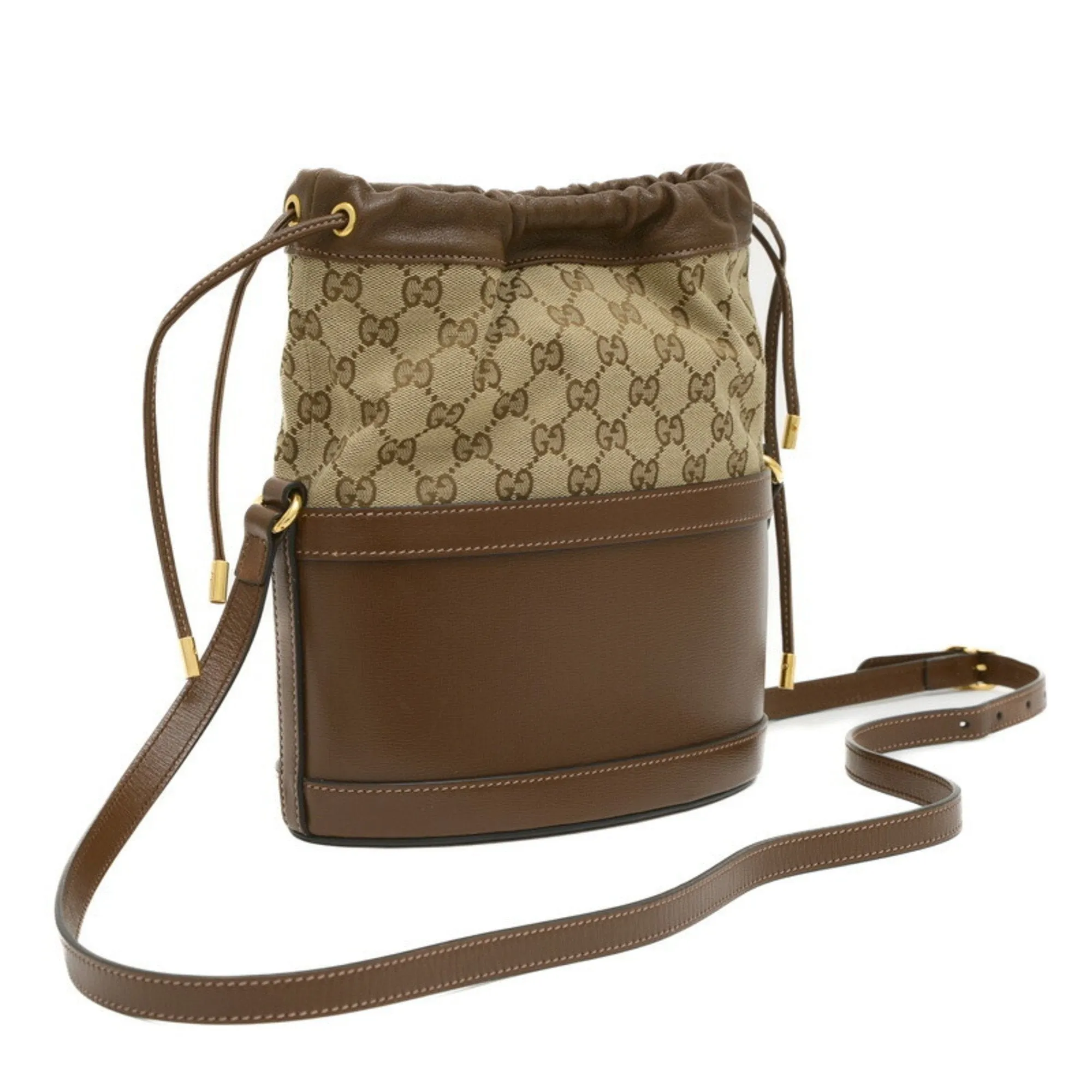 Gucci  Canvas Leather Shoulder Bag (Pre-Owned)