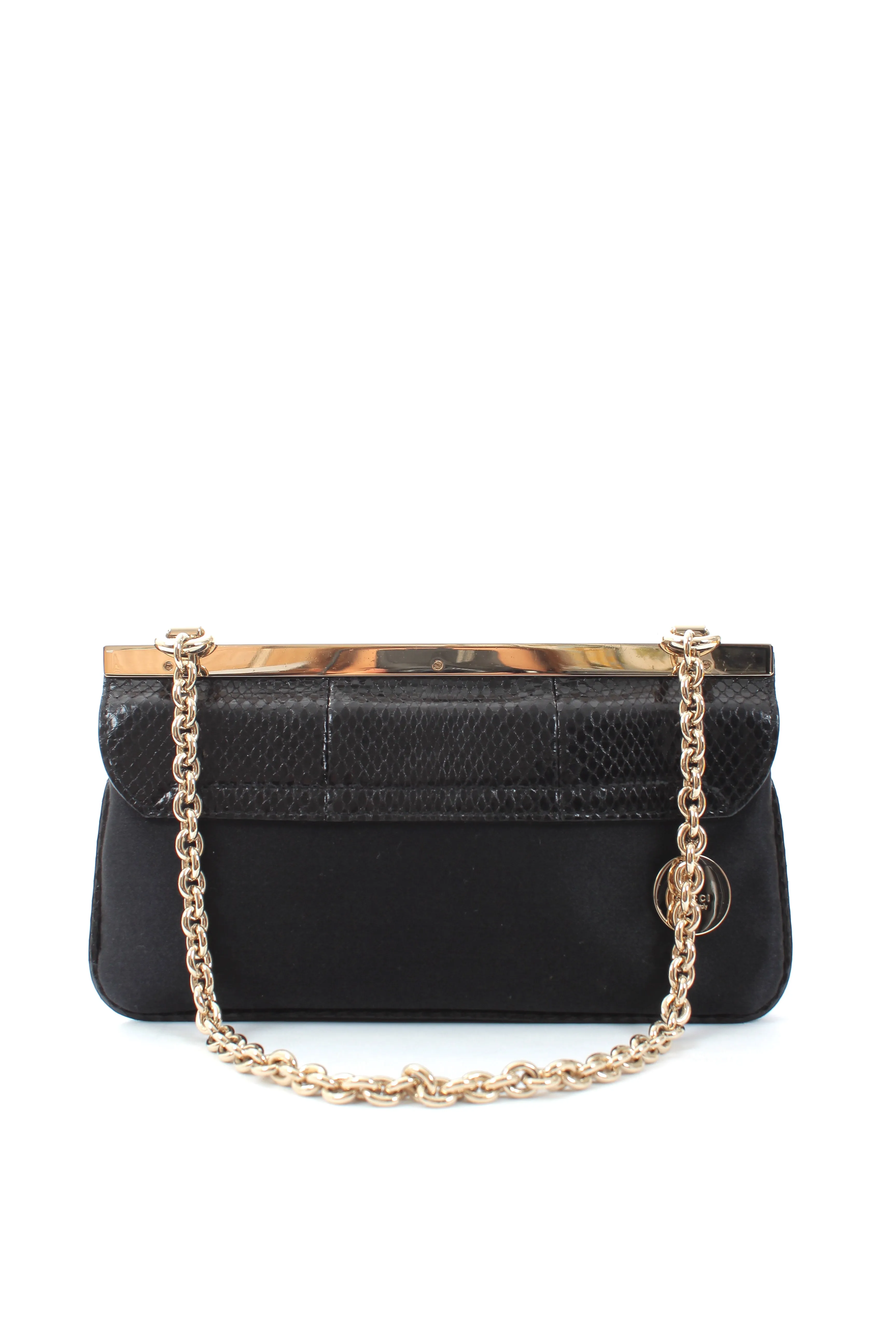 Gucci Crystal-Logo Chain Flap Clutch Bag