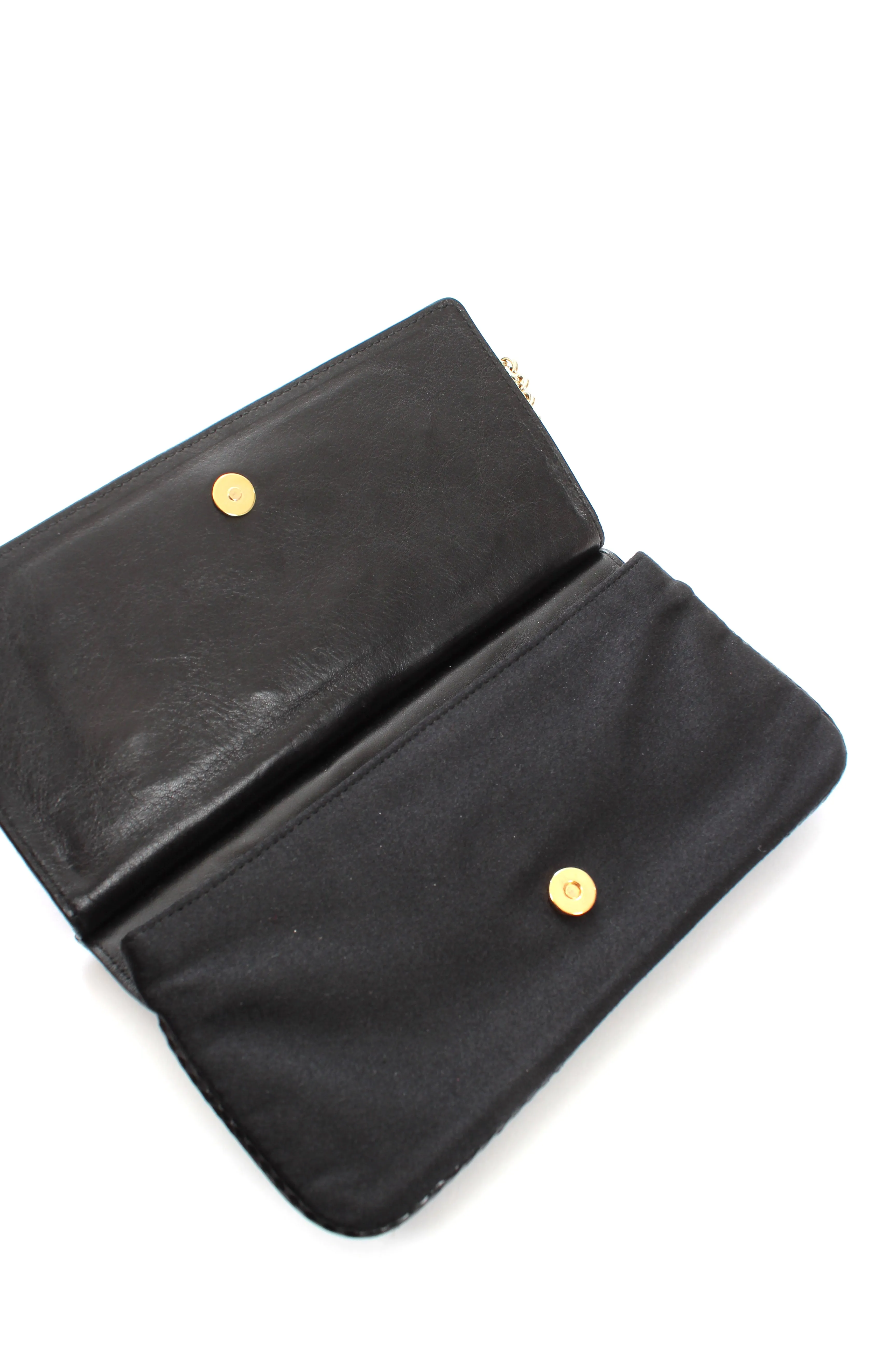 Gucci Crystal-Logo Chain Flap Clutch Bag