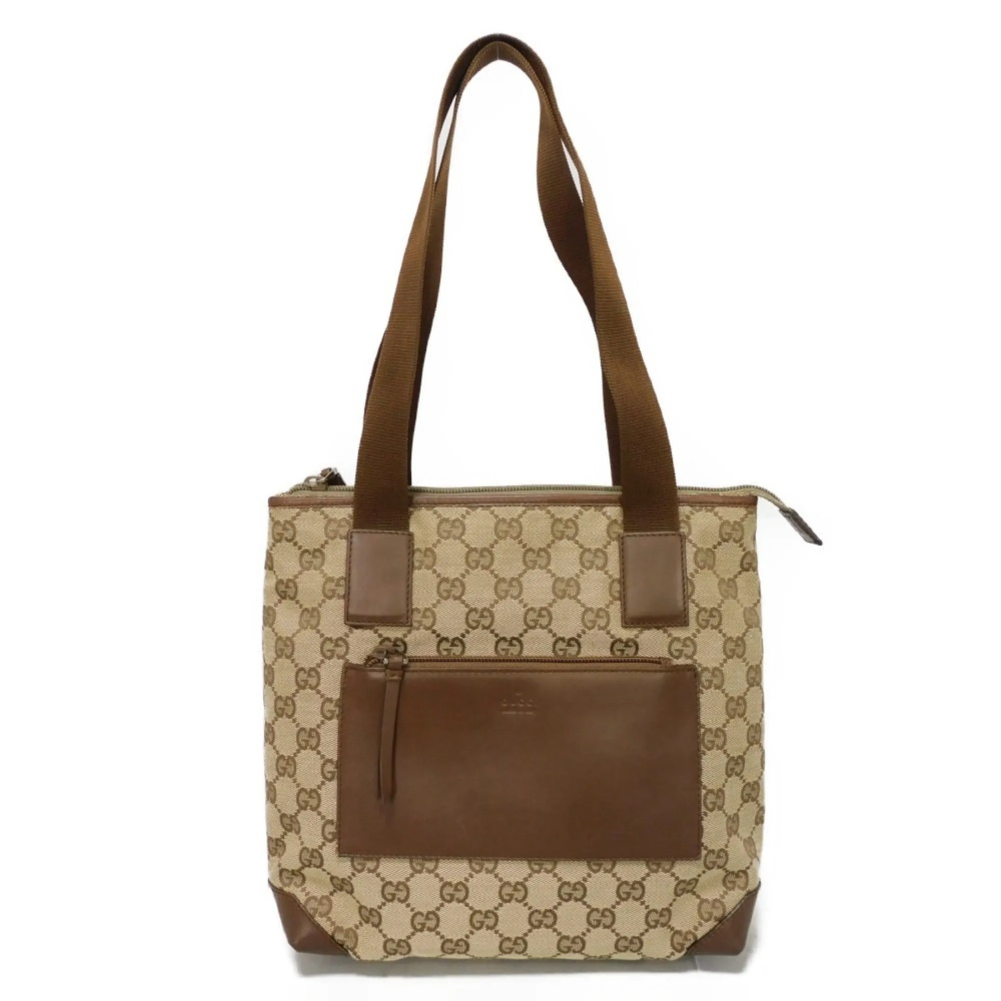 Gucci Gg Canvas  Gg Canvas Leather Shoulder Bag Tote Bag (Pre-Owned)
