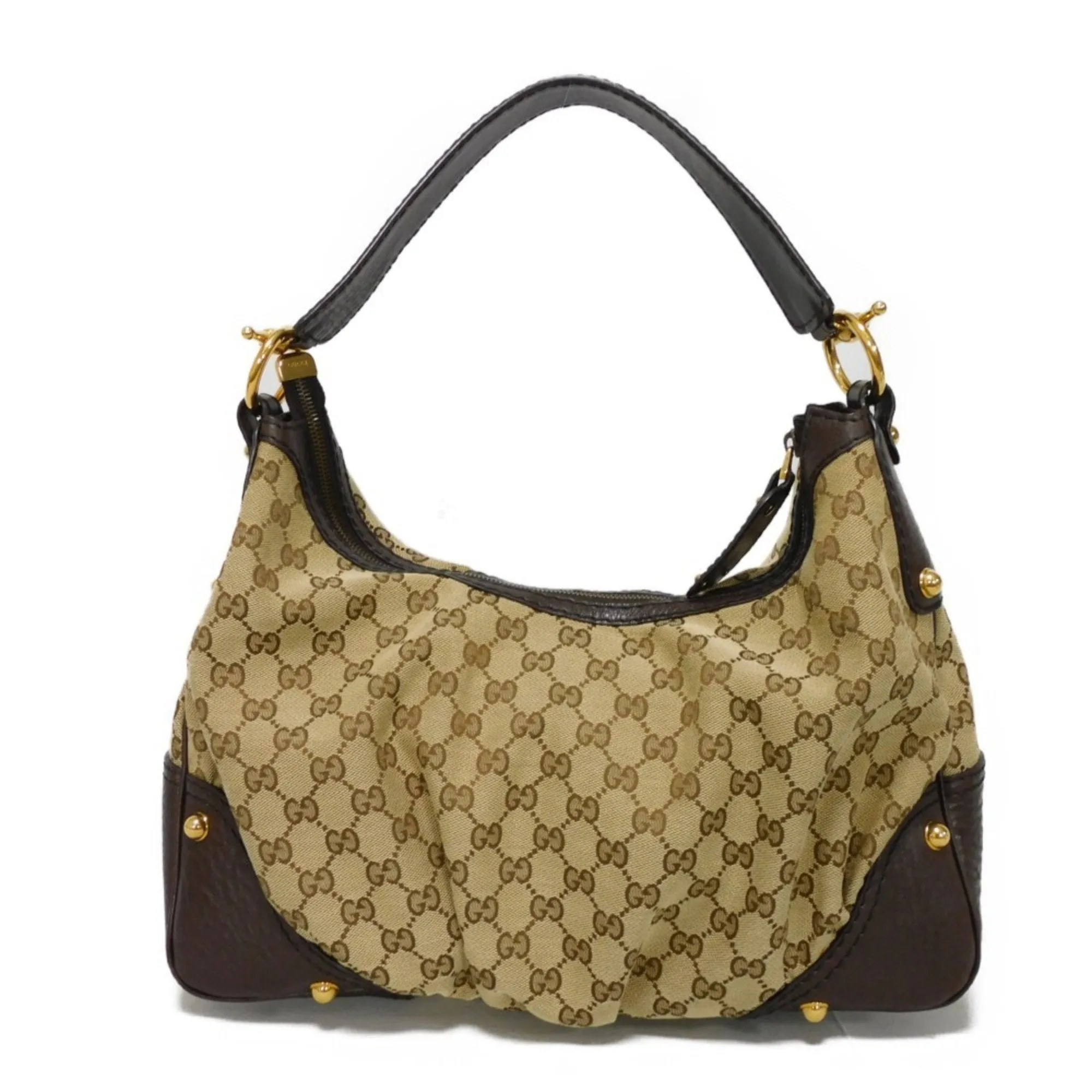 Gucci  Gg Canvas Leather Shoulder Bag (Pre-Owned)