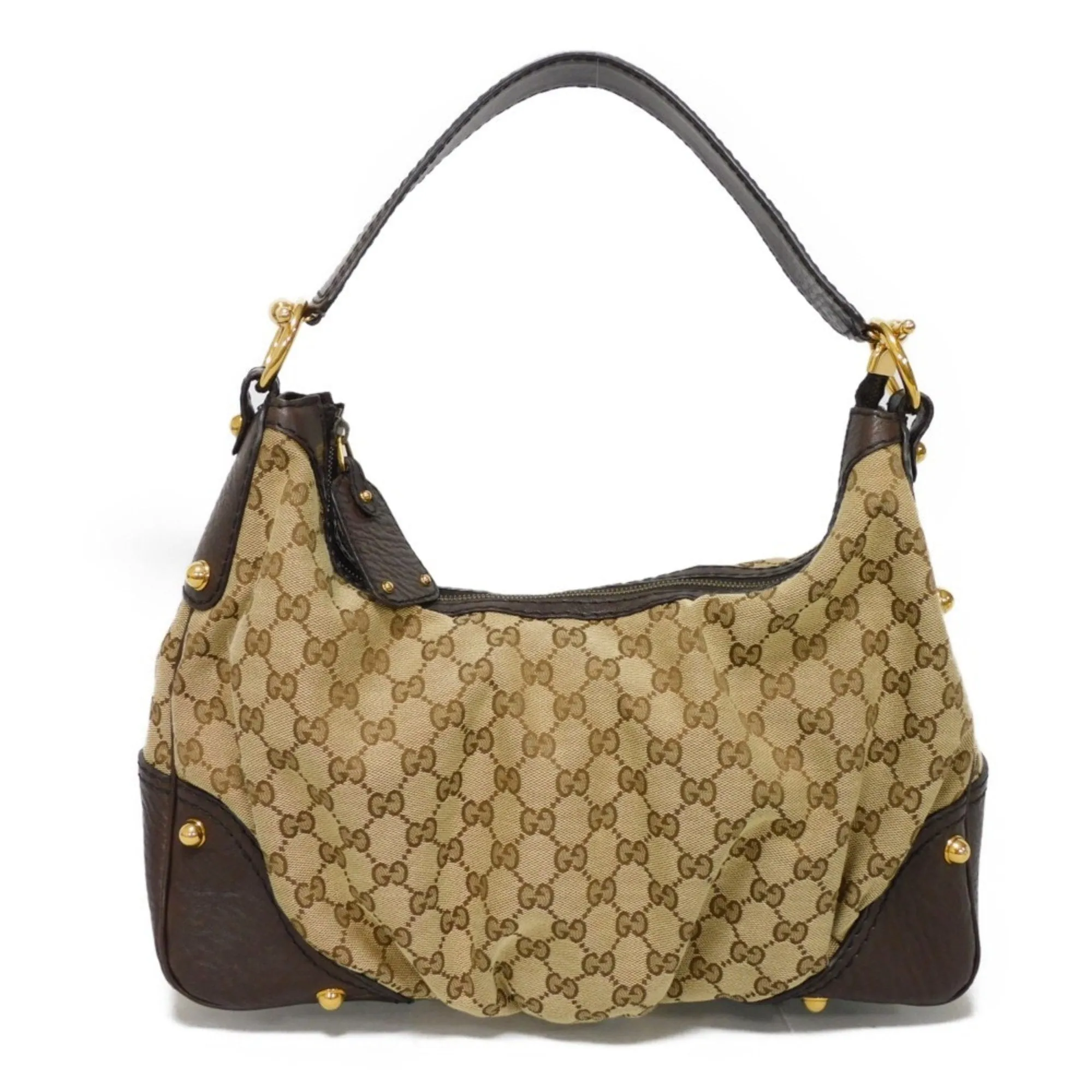 Gucci  Gg Canvas Leather Shoulder Bag (Pre-Owned)