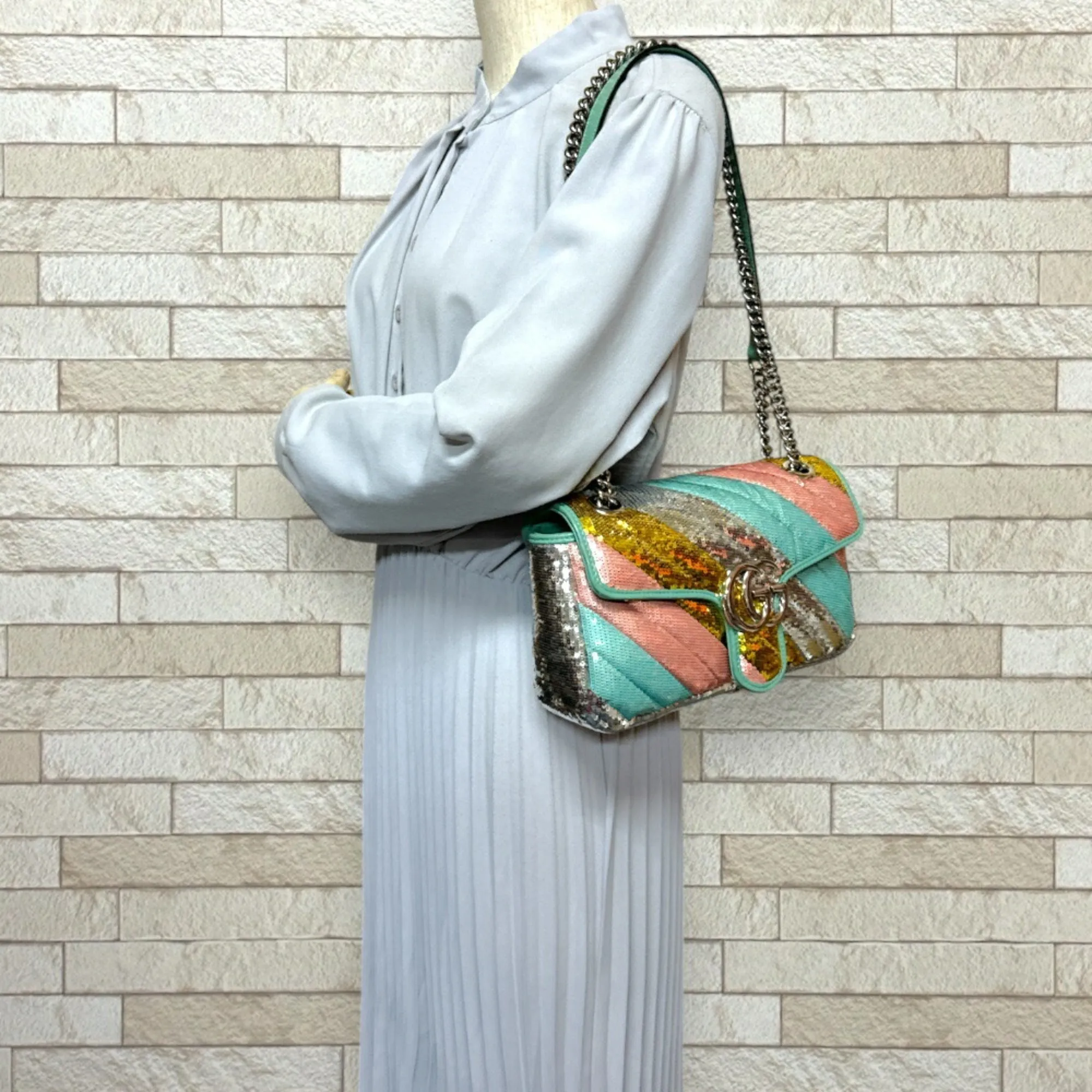Gucci Gg Marmont  Spangles Shoulder Bag (Pre-Owned)