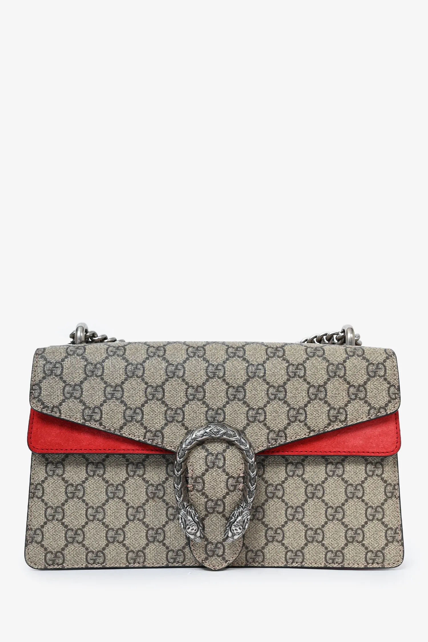 Gucci GG Supreme/Red Suede Small Dionysus Shoulder Bag handbags bulk sale