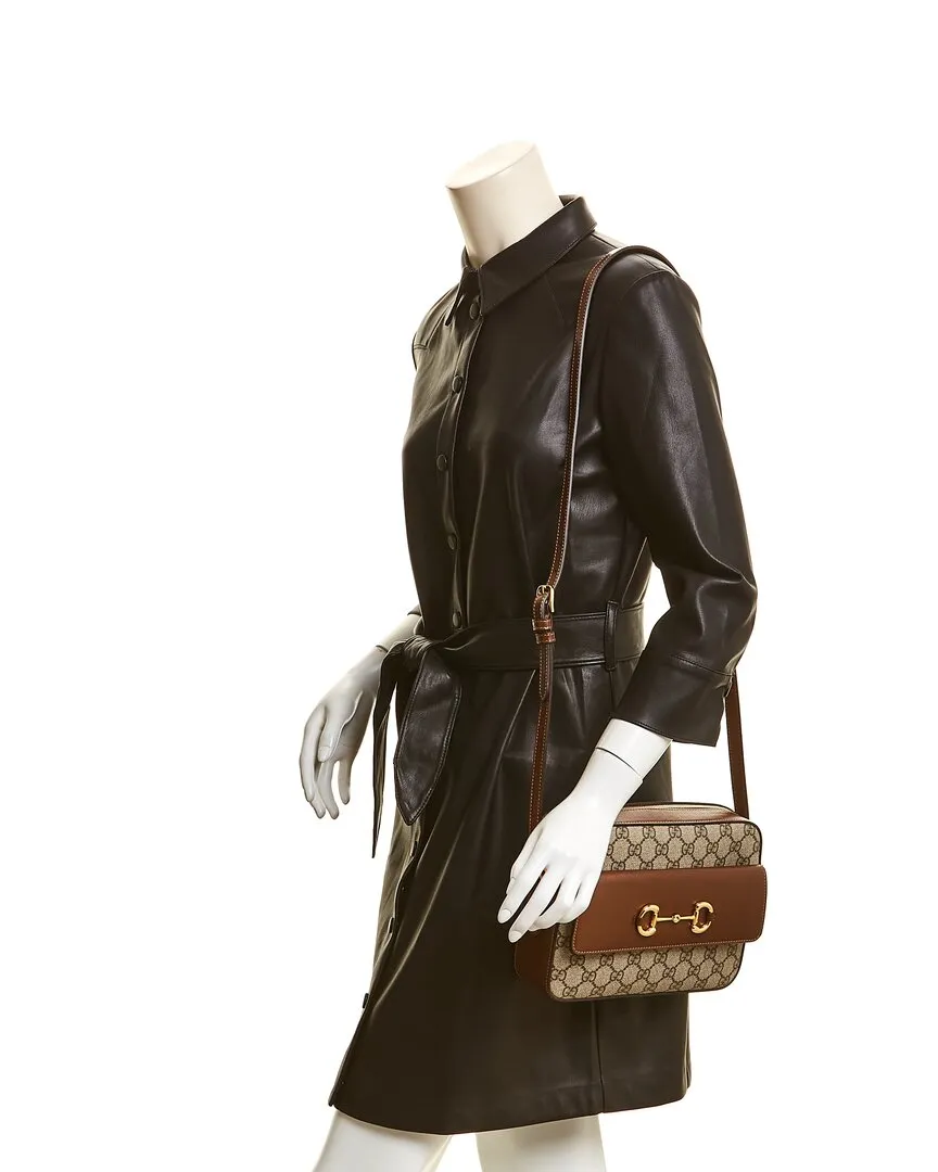 Gucci Horsebit 1955 Small GG Supreme Canvas & Leather Shoulder Bag