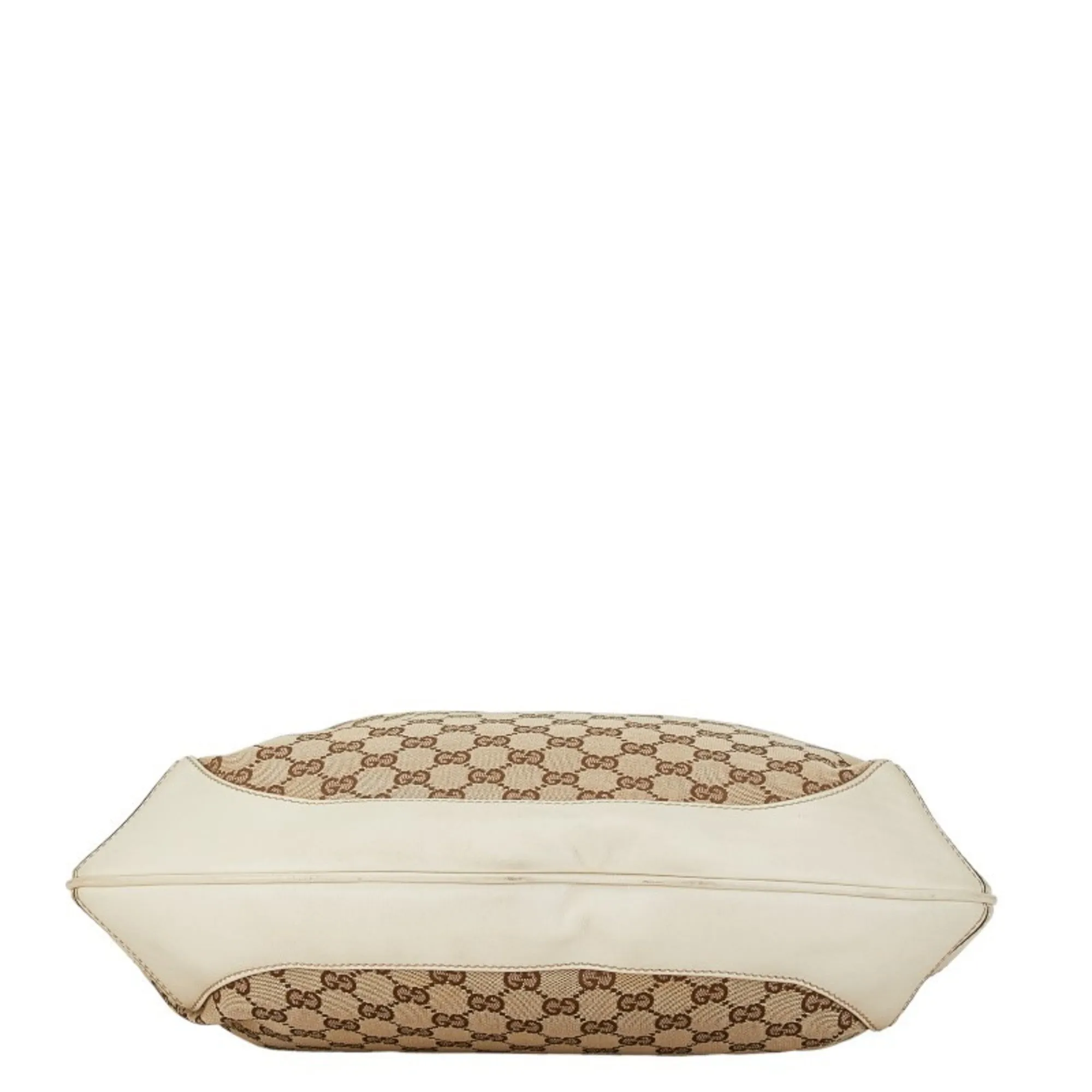 Gucci  ivory  Canvas Leather Handbag Shoulder Bag (Pre-Owned)