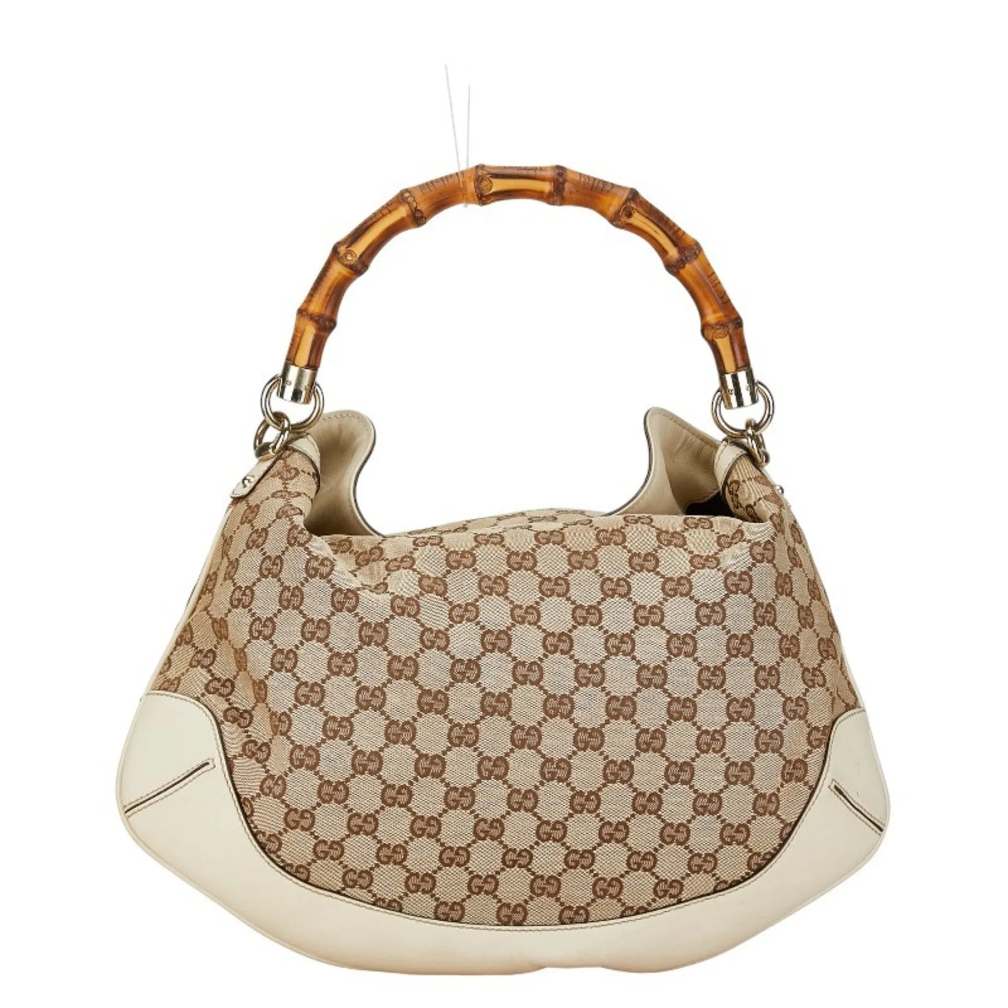 Gucci  ivory  Canvas Leather Handbag Shoulder Bag (Pre-Owned)