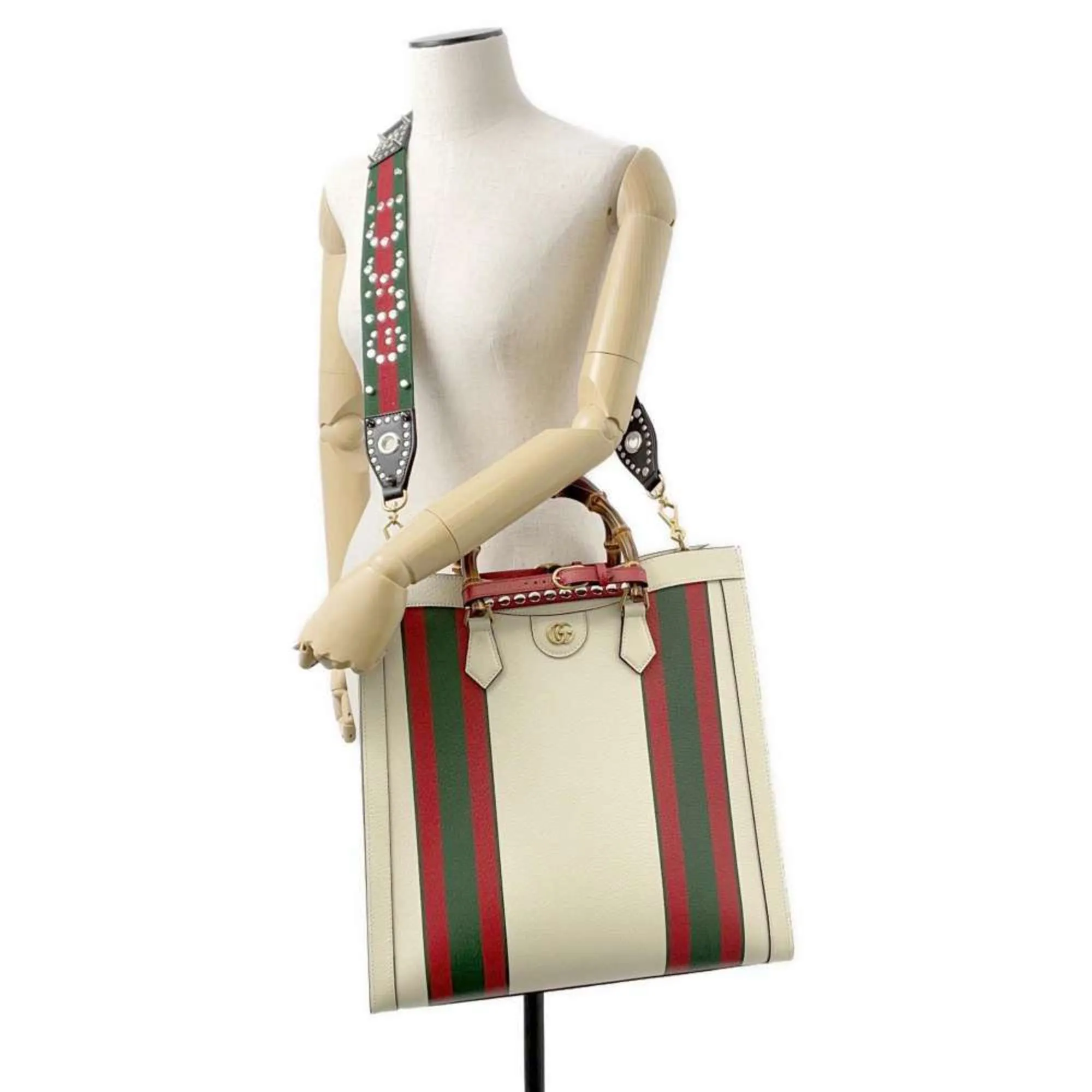 Gucci  ivory  Color Leather Shoulder Bag Tote Bag (Pre-Owned)
