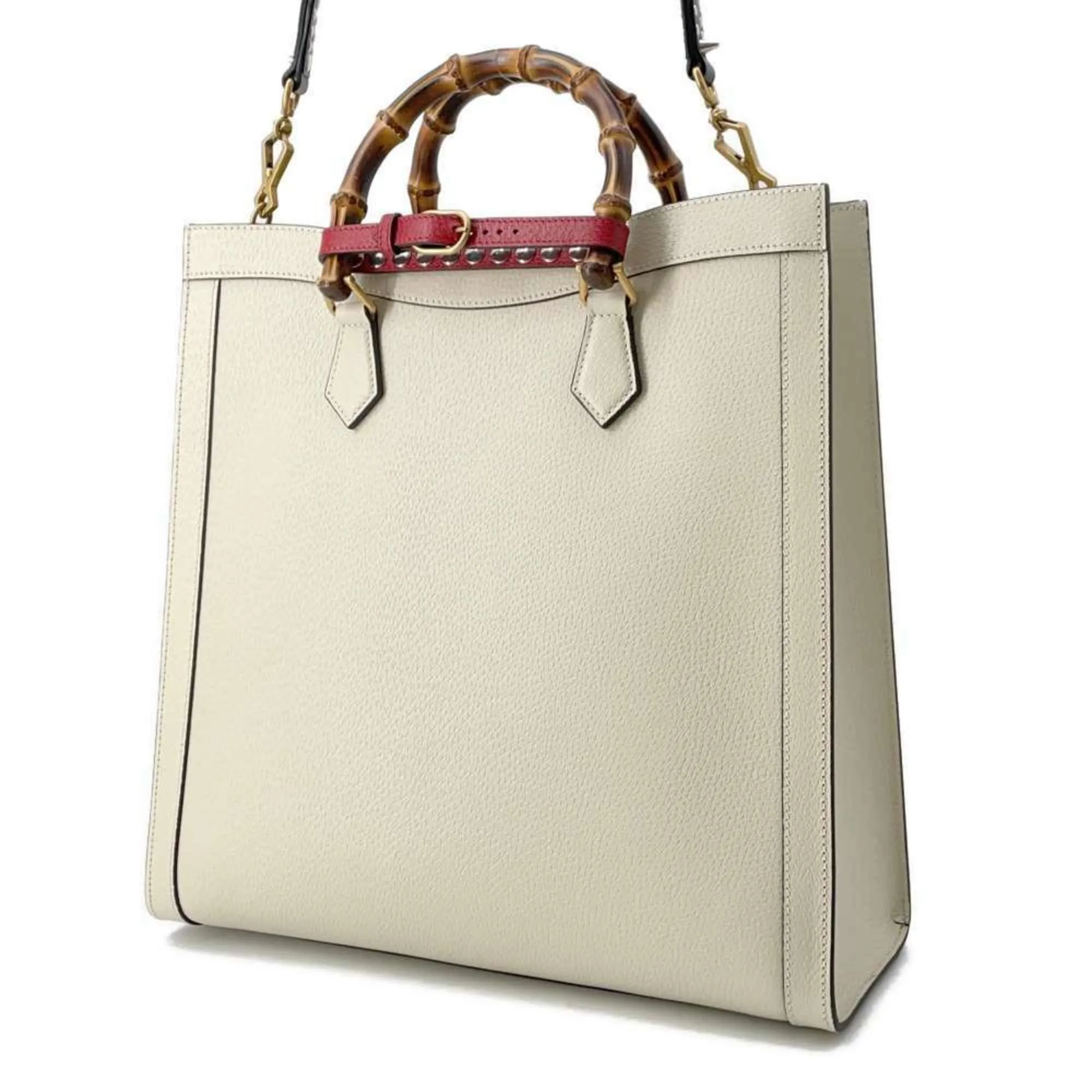 Gucci  ivory  Color Leather Shoulder Bag Tote Bag (Pre-Owned)