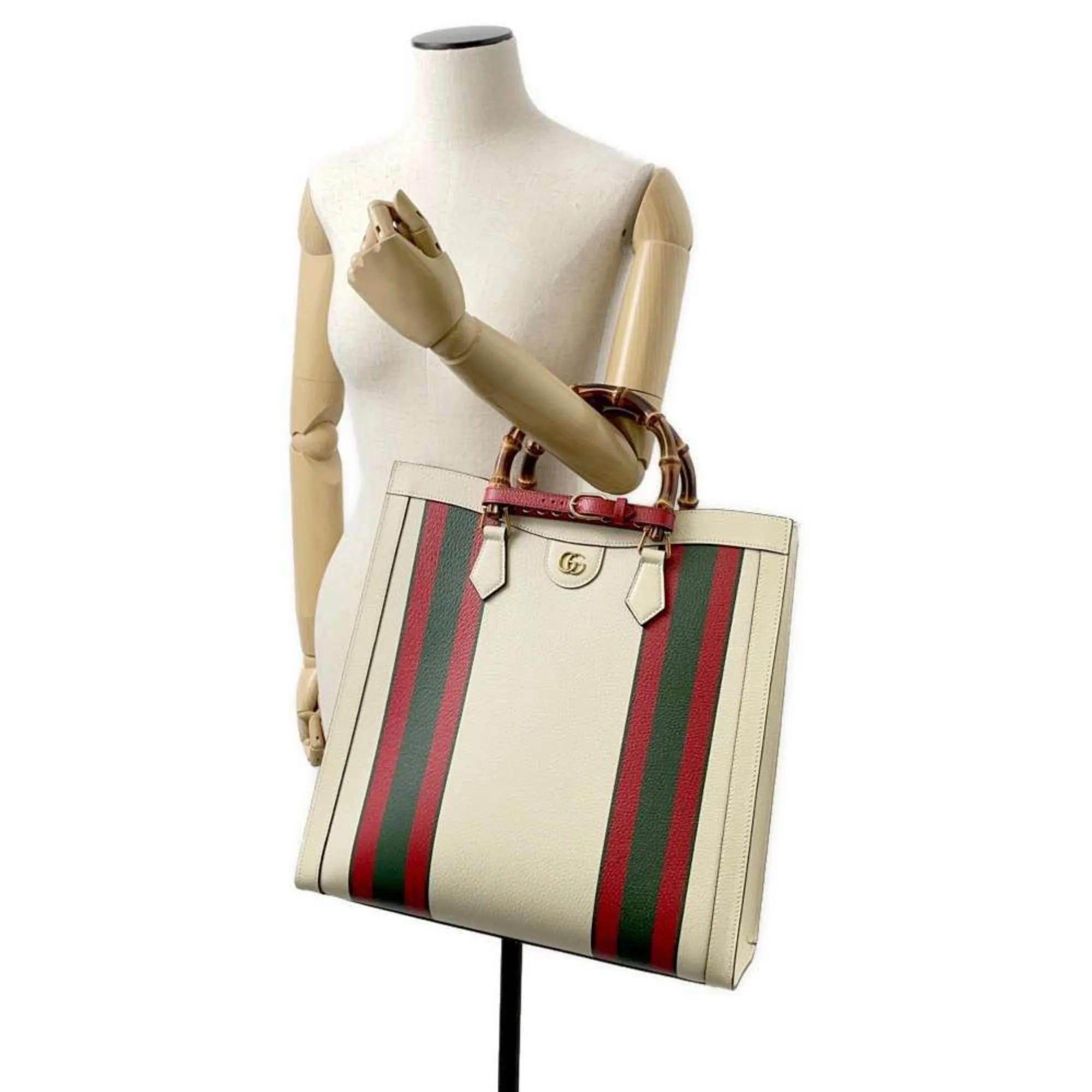 Gucci  ivory  Color Leather Shoulder Bag Tote Bag (Pre-Owned)