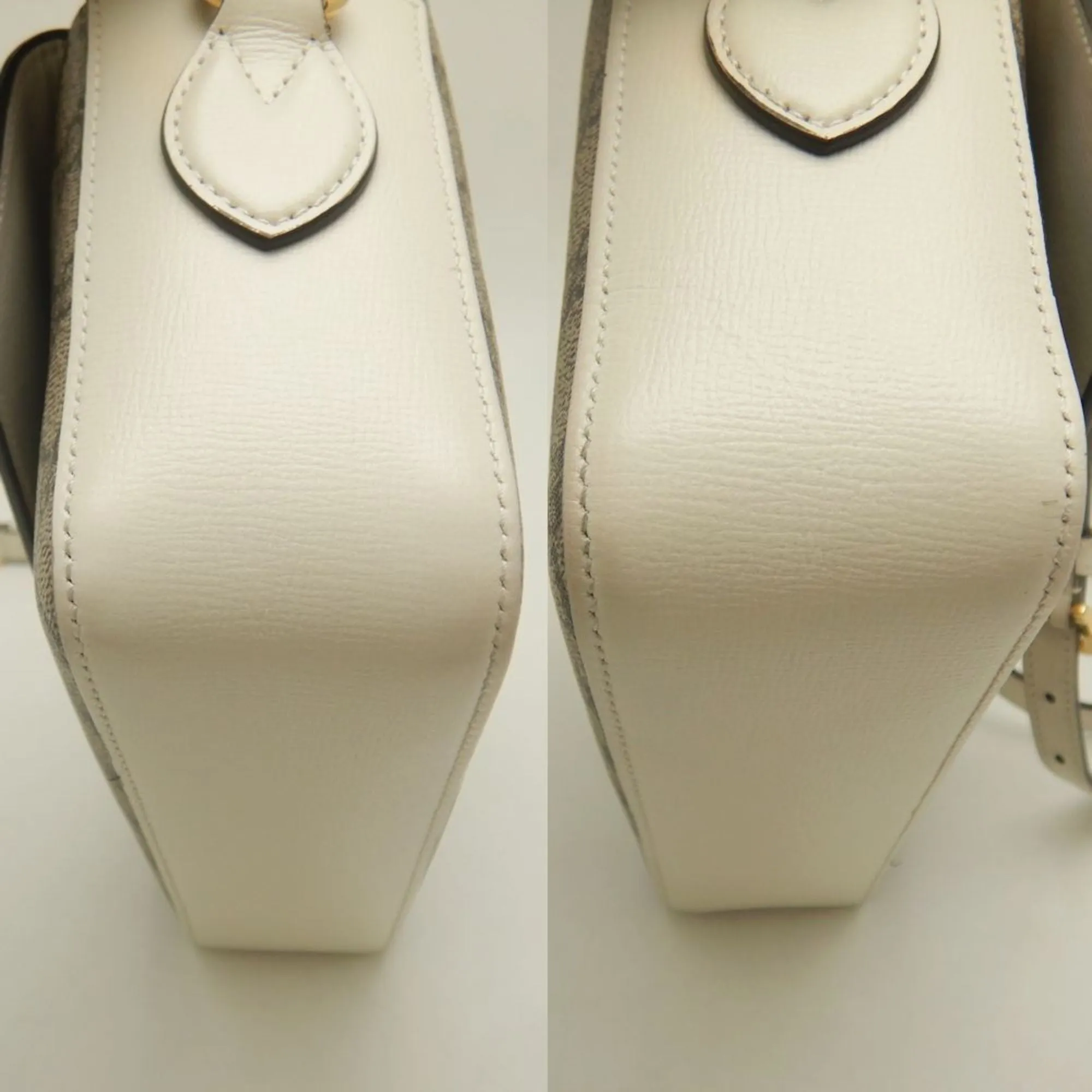 Gucci  ivory Gg Supreme Canvas Leather Shoulder Bag (Pre-Owned)