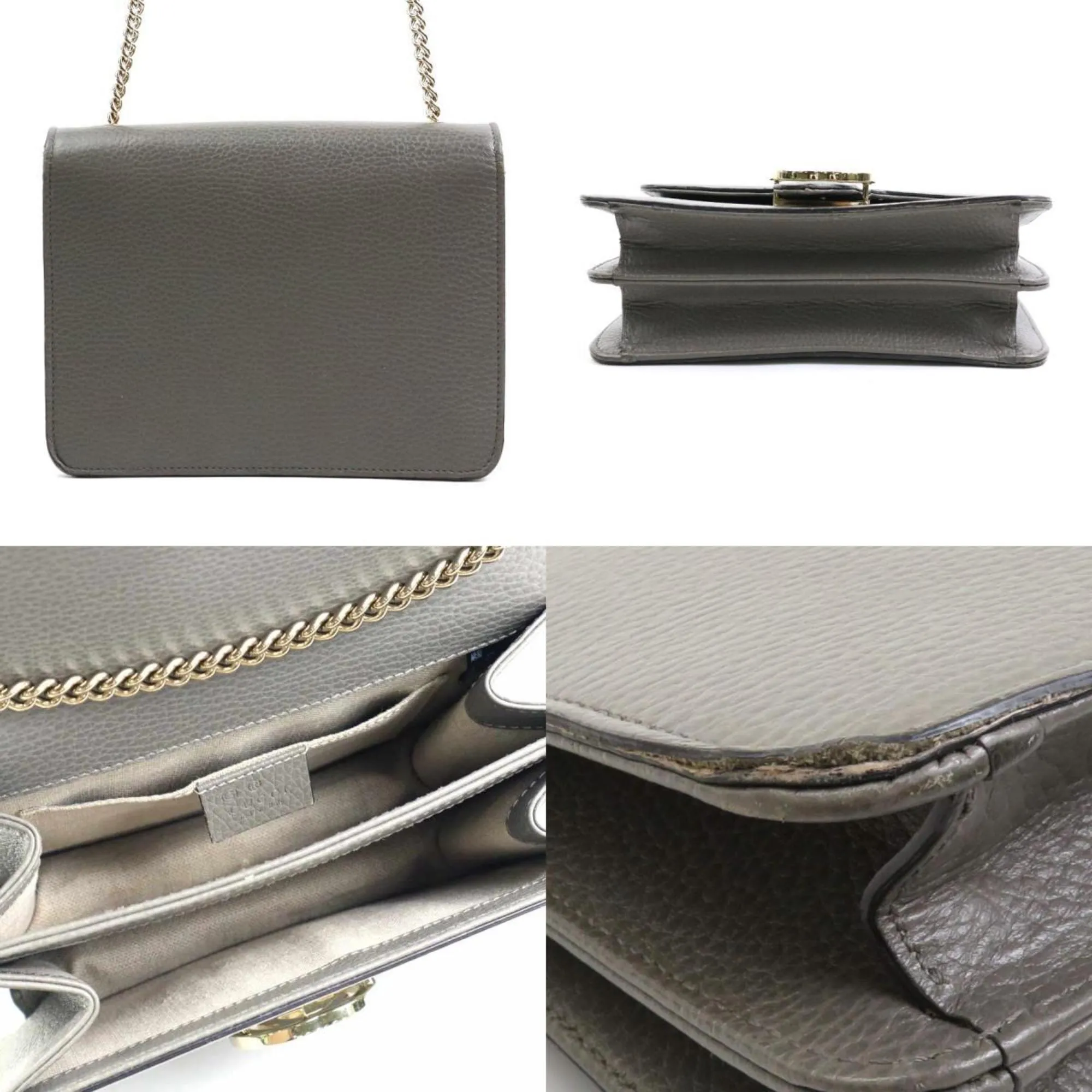 Gucci  Leather Metal Shoulder Bag (Pre-Owned)
