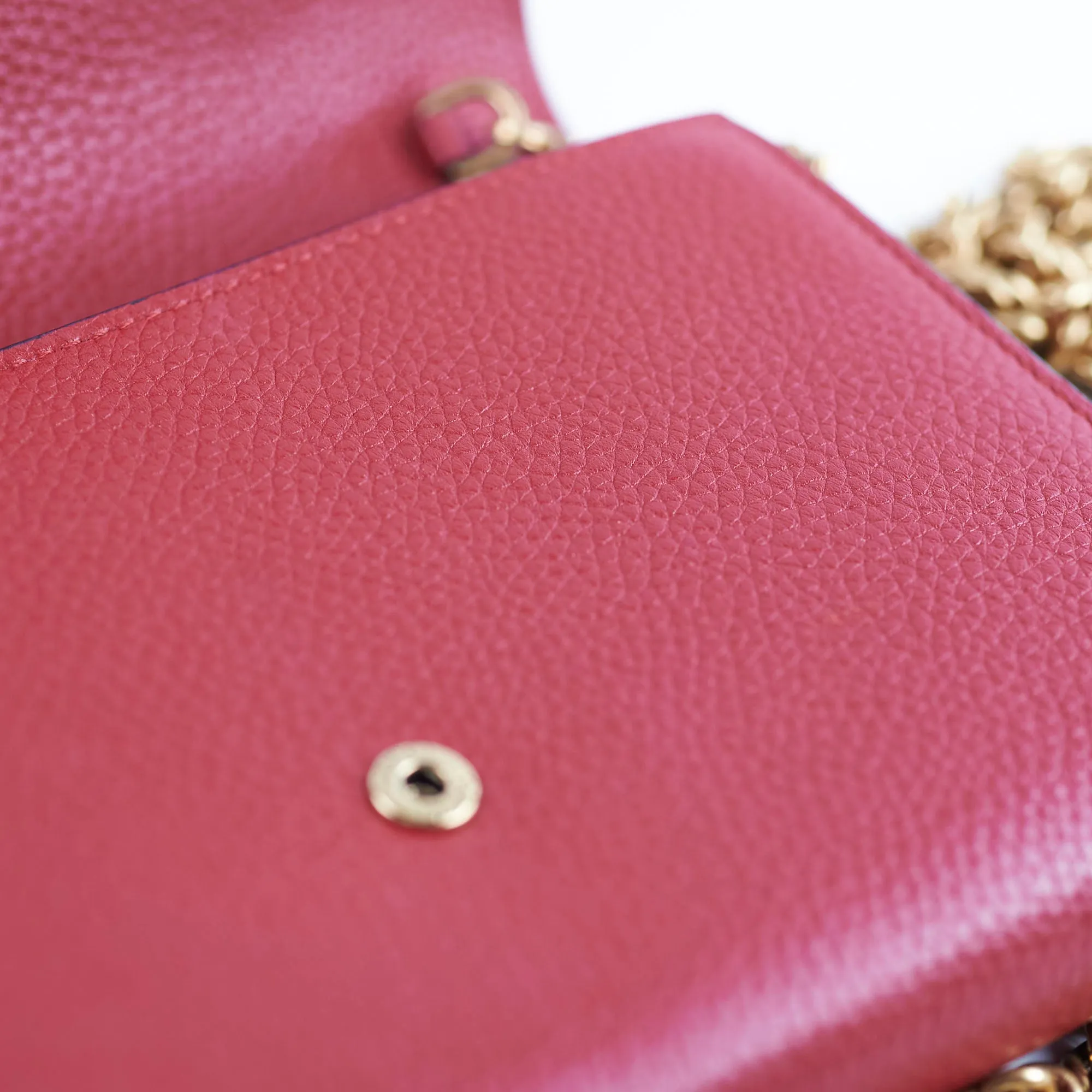 Gucci Marmont Leather Wallet on Chain WOC Red