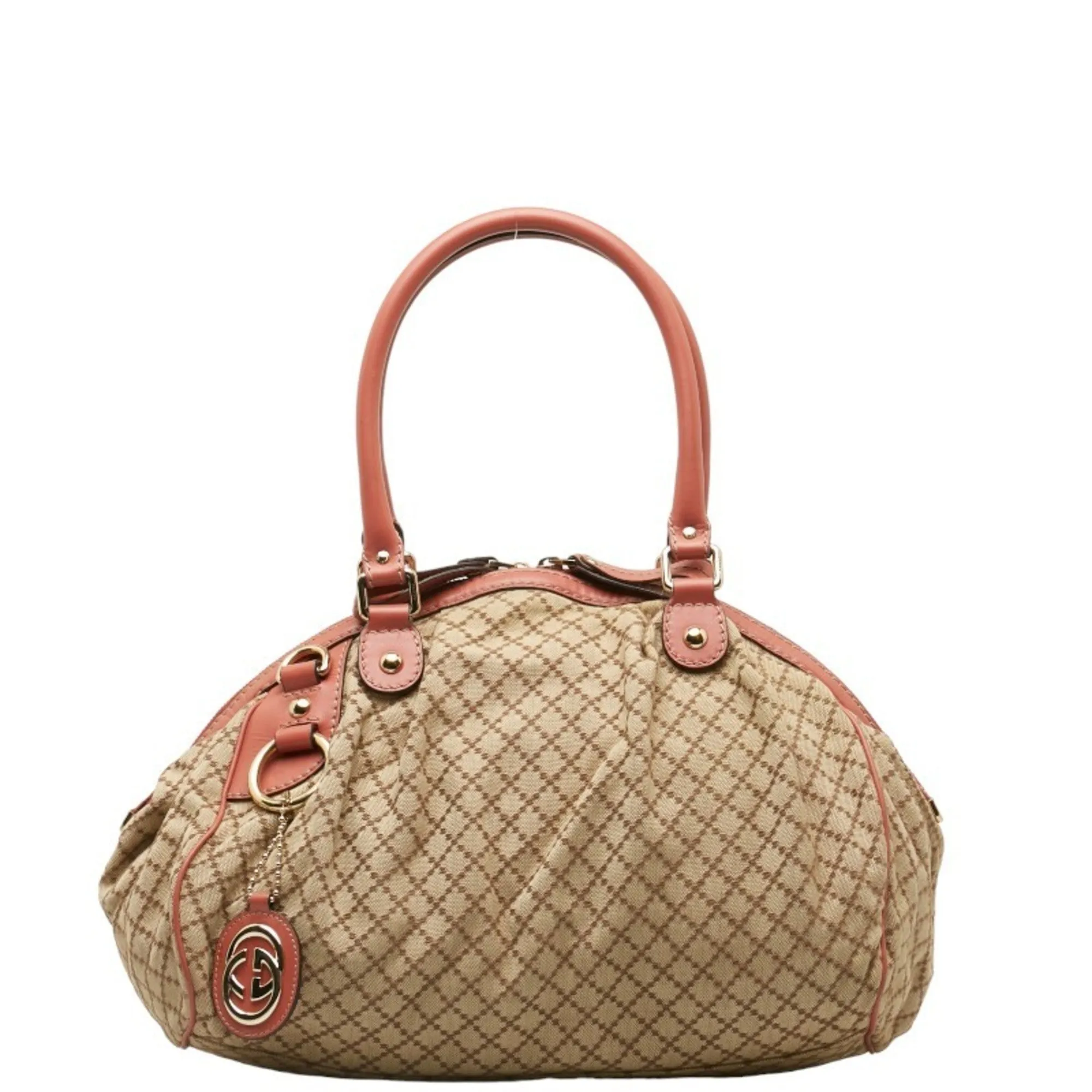 Gucci  pink Canvas Leather Handbag Shoulder Bag (Pre-Owned)
