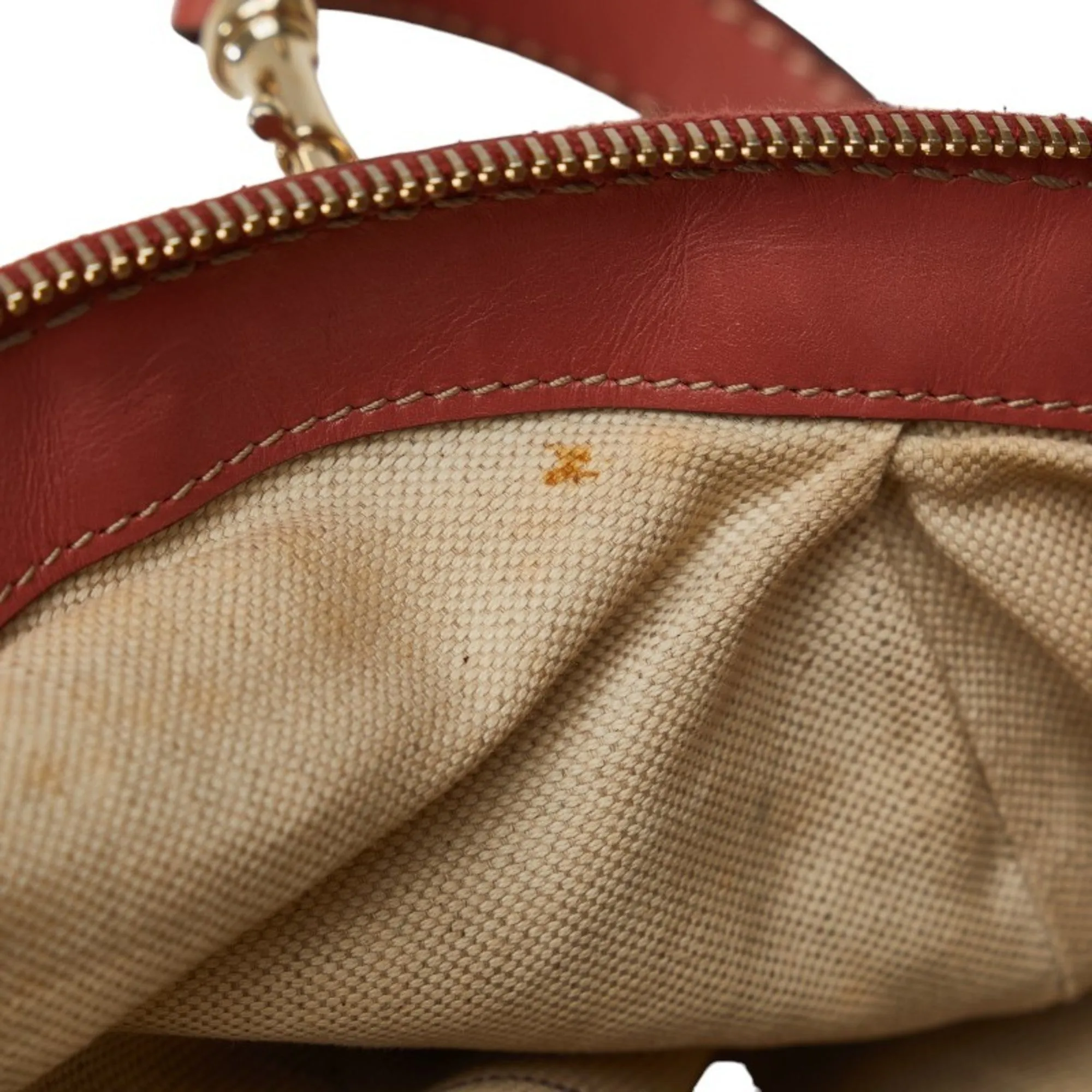 Gucci  pink Canvas Leather Handbag Shoulder Bag (Pre-Owned)