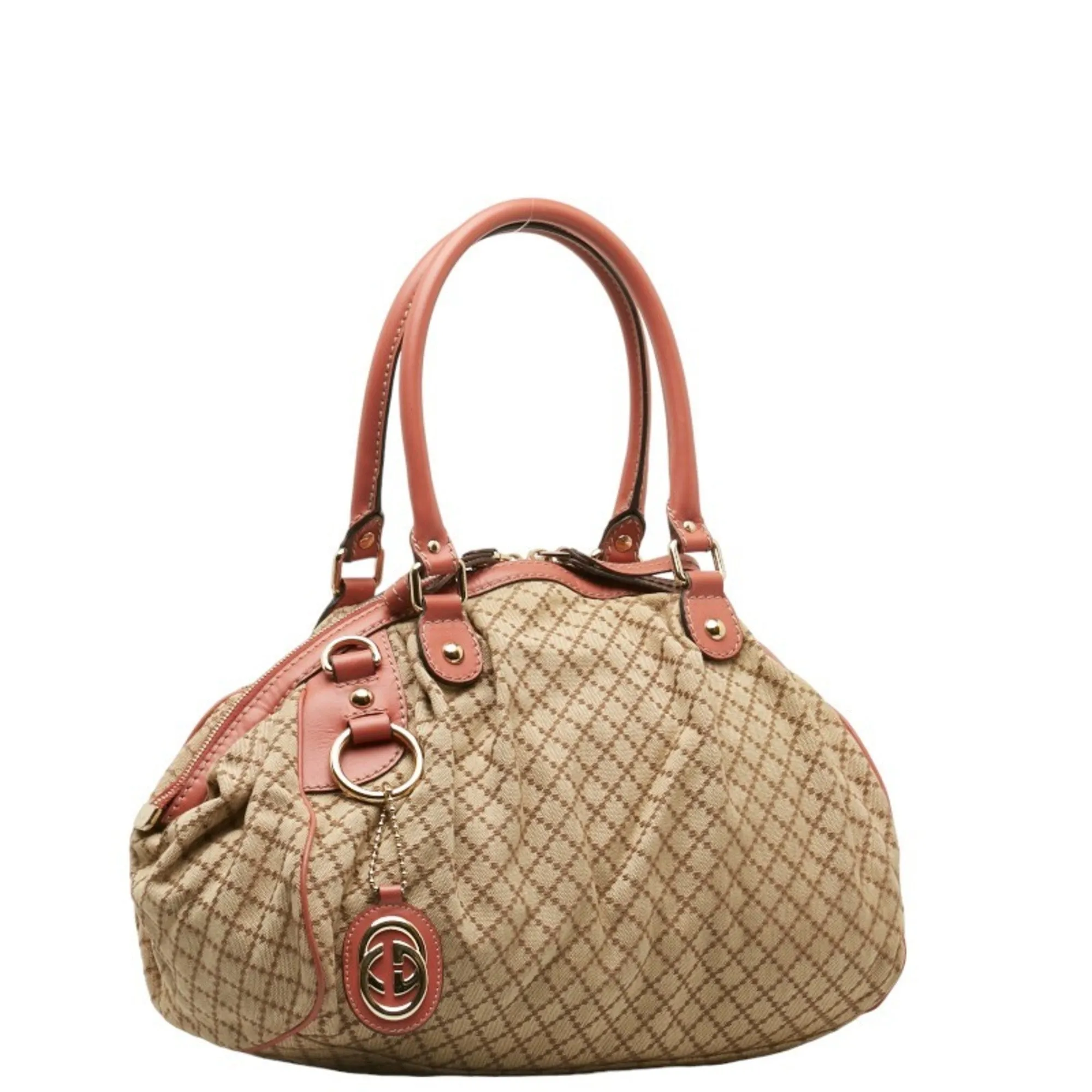 Gucci  pink Canvas Leather Handbag Shoulder Bag (Pre-Owned)
