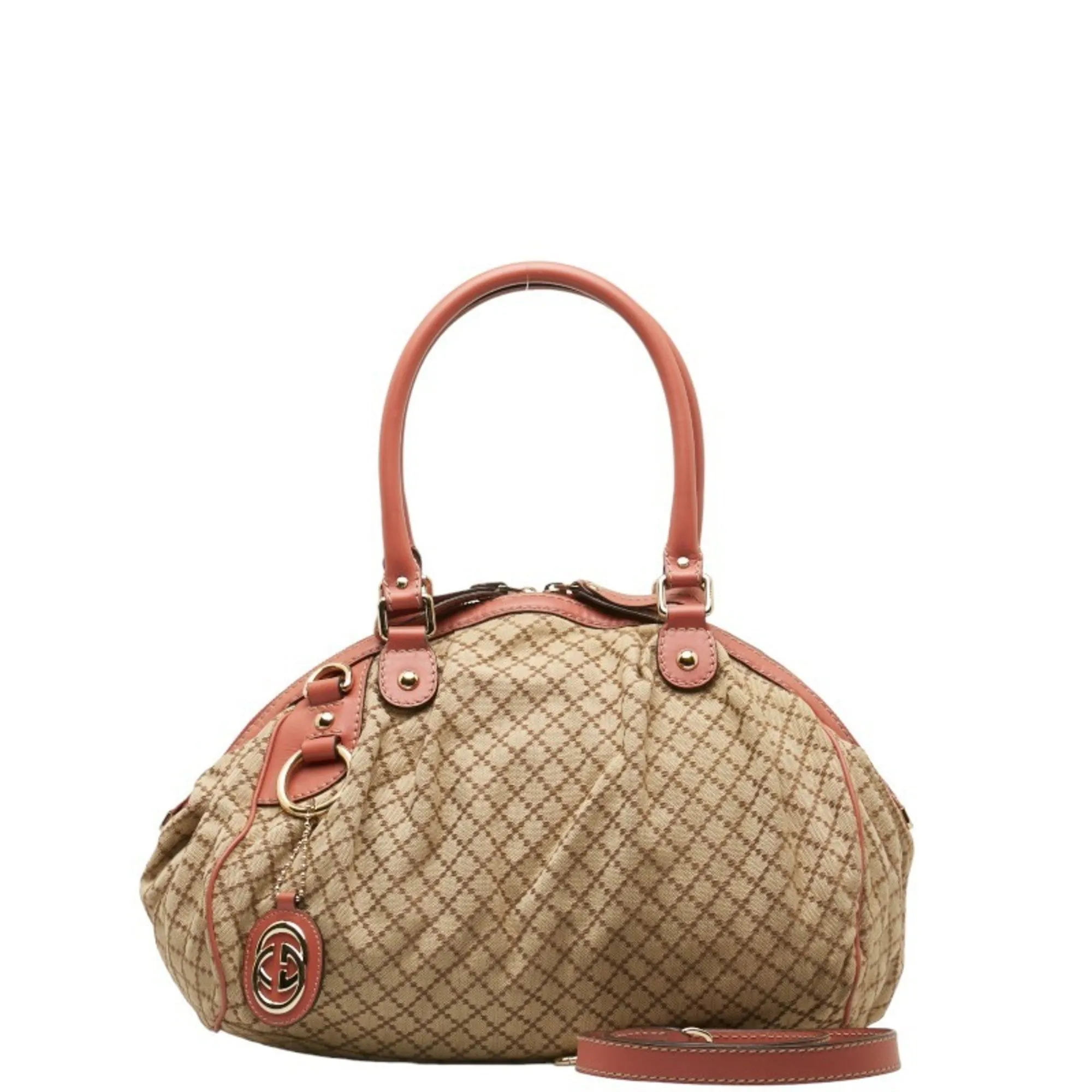 Gucci  pink Canvas Leather Handbag Shoulder Bag (Pre-Owned)