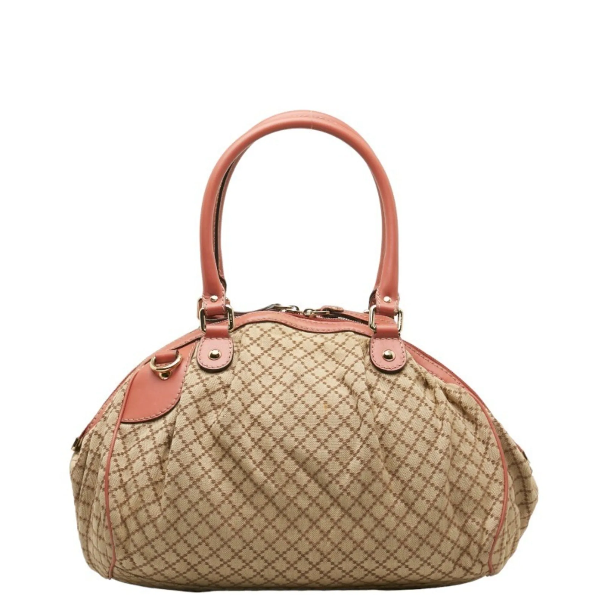 Gucci  pink Canvas Leather Handbag Shoulder Bag (Pre-Owned)