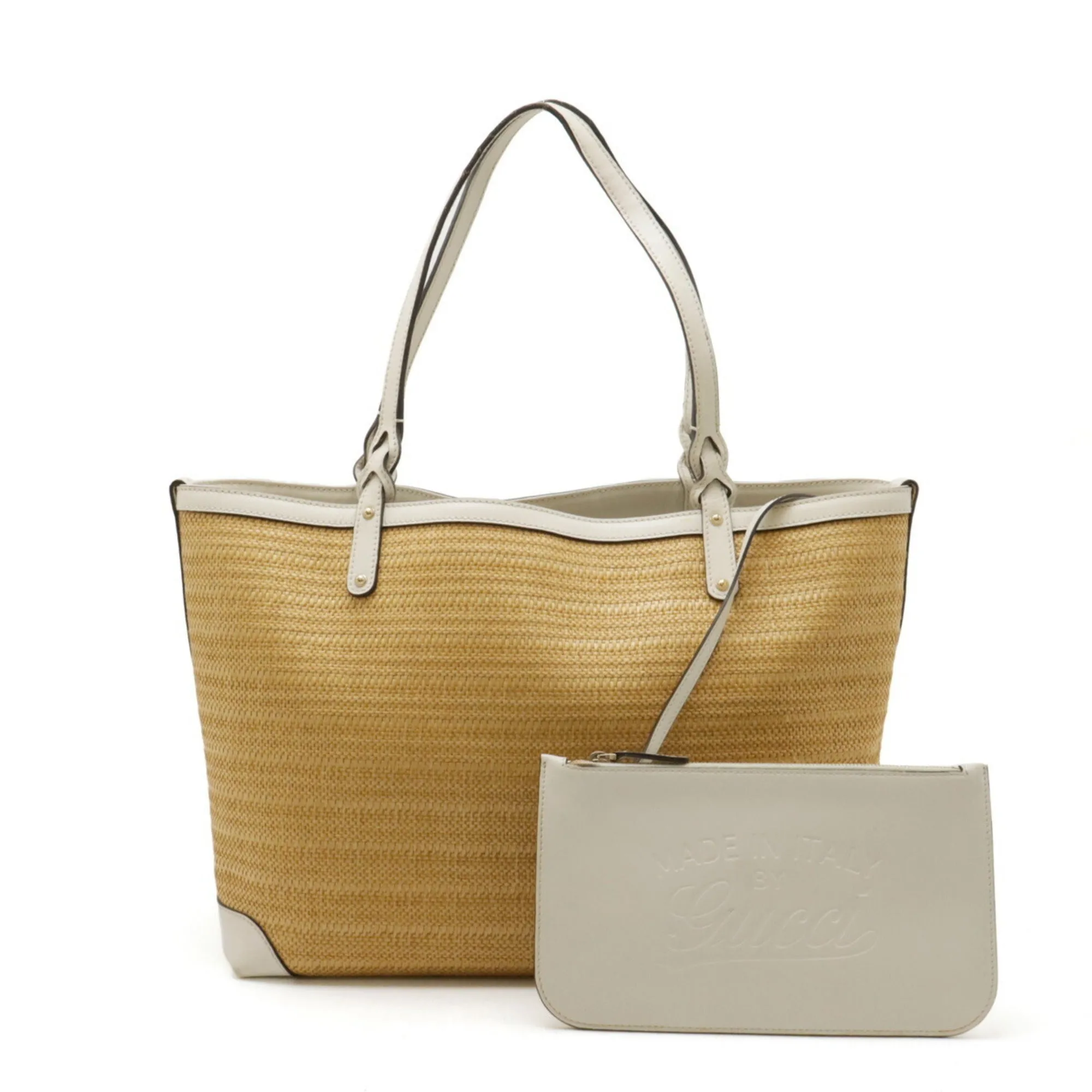 Gucci  Straw Leather Shoulder Bag Tote Bag (Pre-Owned)