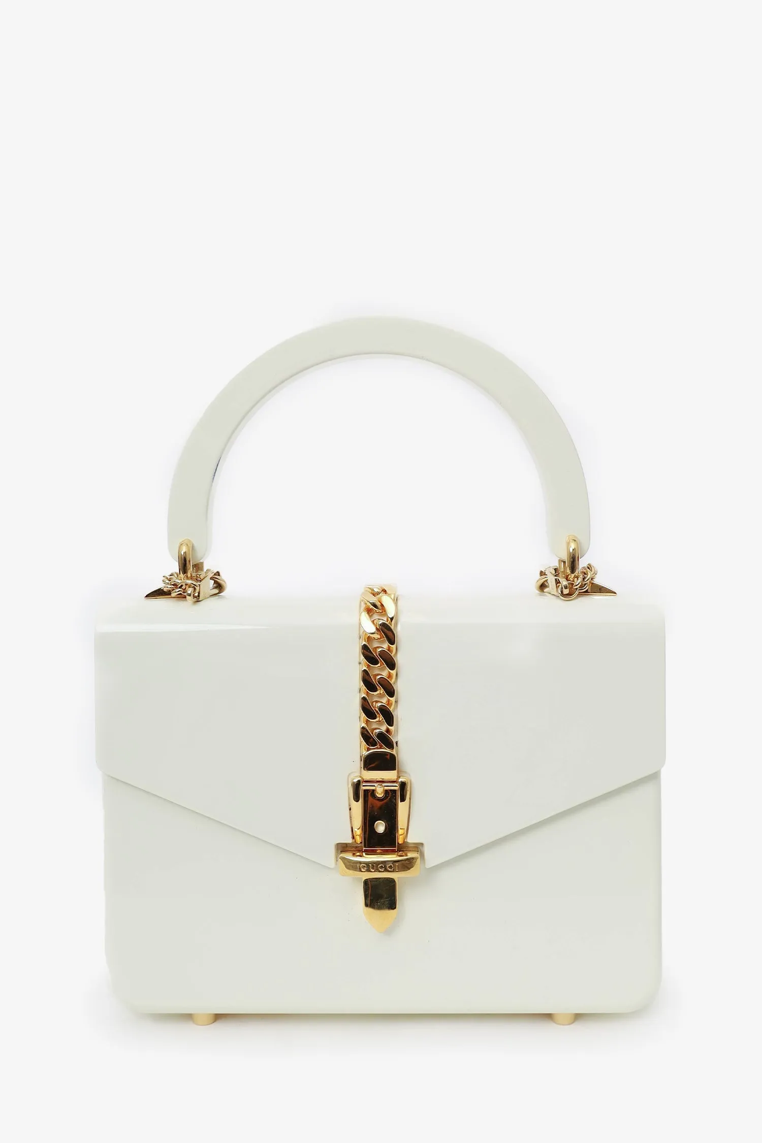 Gucci White Plexiglass \'Sylvie 1969\' Bag with Chain handbags bulk sale