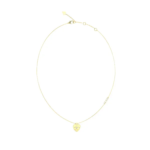 Guess Amore Crystal Heart Necklace - Gold Tone UBN05056YGT