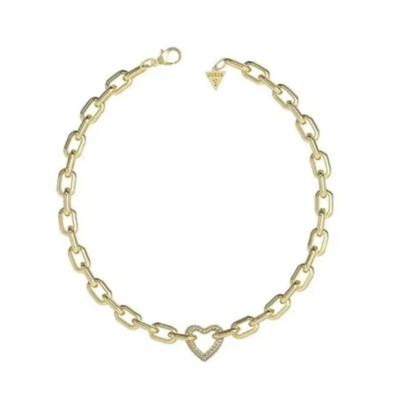 Guess Beloved Crystal Heart Gold Tone Necklace UBN05015YG