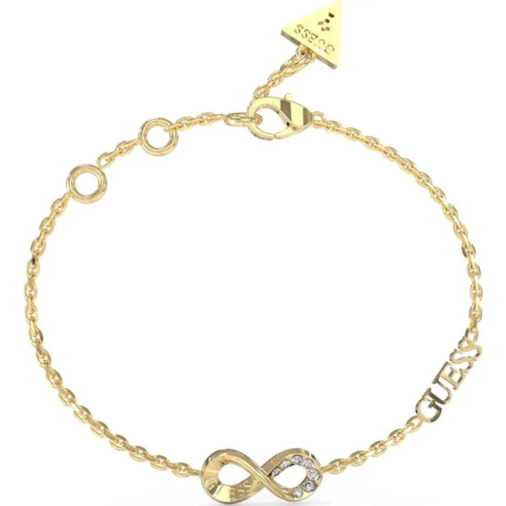 Guess Endless Dream Gold Tone Infinity Logo Bracelet UBB03270YG 