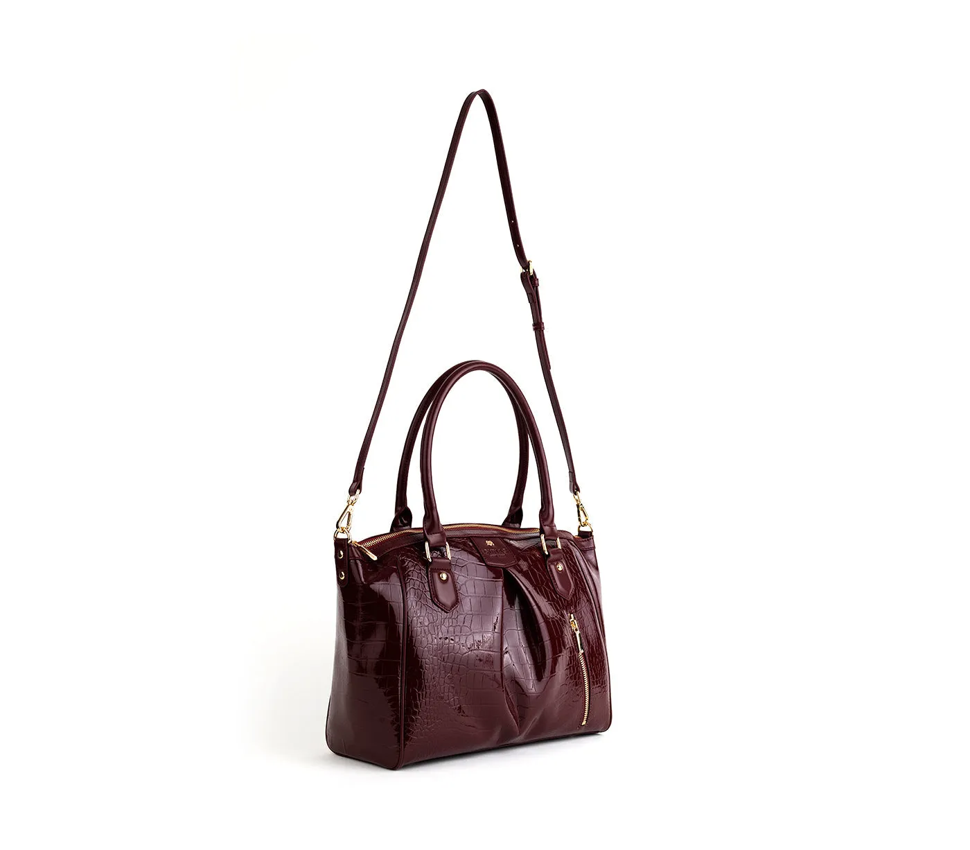 Gunas New York Madison Burgundy Croc Vegan Shoulder Bag