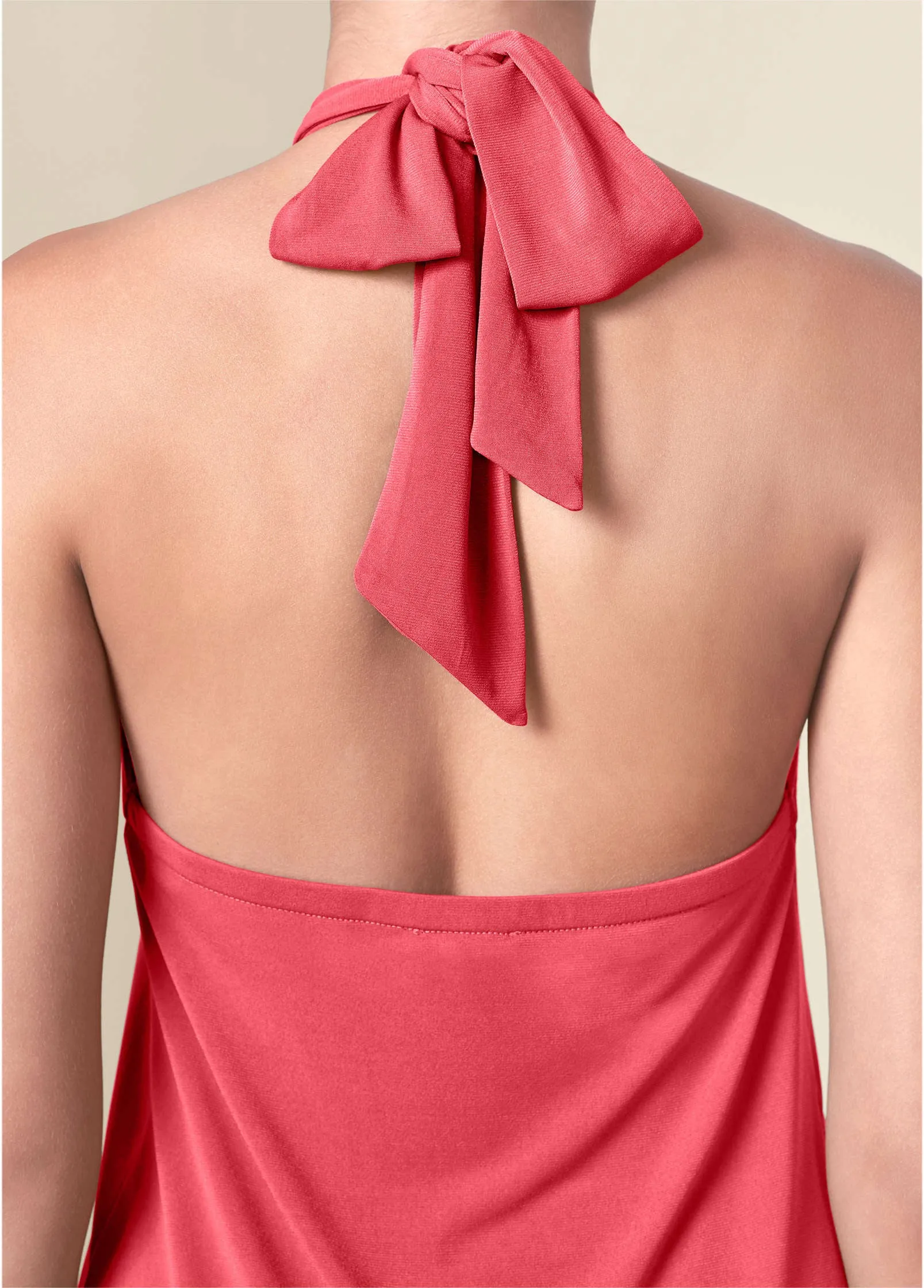 Halter Tie Dress - Coral