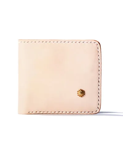Handmade Beige Leather Mens billfold Wallet on sale Bifold Front Pocket Small Wallet on sale For Men