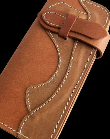 Handmade beige men leather biker wallet multi cards Long wallet clutch for men Wallet seasonal sale