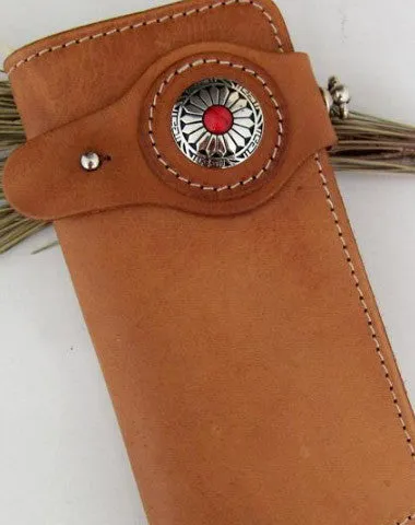 Handmade beige tan men leather biker wallet with chain Long wallet clutch for men Wallet seasonal sale