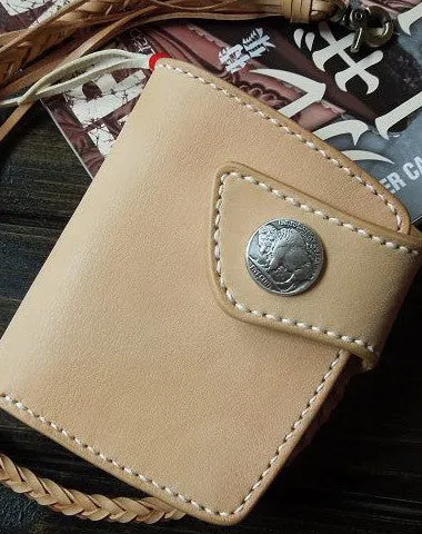 Handmade biker Wallet on sale leather biker Wallet on sale chain bifold beige billfold Wallet on sale for men