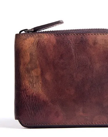 Handmade billfold Wallet on sale leather men zip multi cards vintage Wallet on sale for men