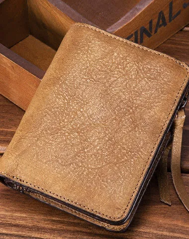 Handmade billfold Wallet on sale leather men zip multi cards vintage Wallet on sale for men