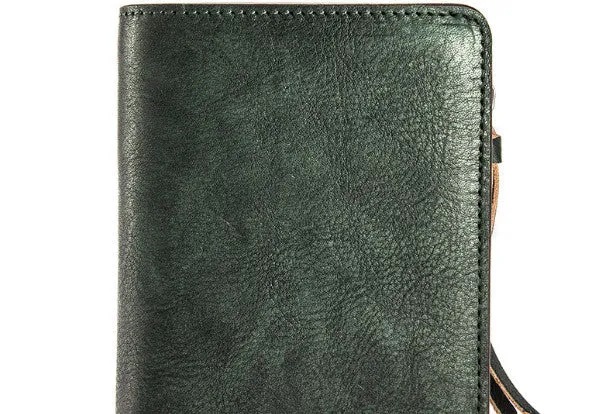 Handmade billfold wallet leather men zip multi cards vintage wallet for men