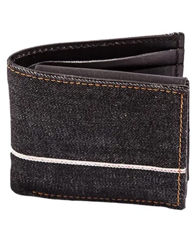 Handmade Cool Black Denim Mens Leather billfold Small Wallets on sale Bifold Small Wallet on sale For Men
