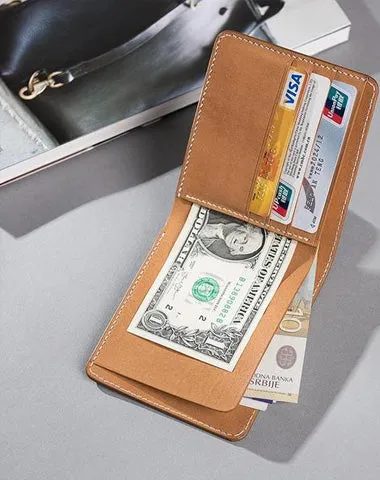 Handmade Cool Leather Mens billfold Leather Wallet on sale Men Small Wallets on sale Bifold for Men