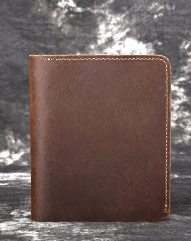 Handmade Genuine Leather Brown Mens Wallet on sale Cool billfold Slim Bifold Wallet on sale for Mens