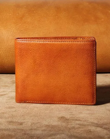 Handmade Genuine Leather Mens Cool Slim Leather Billfold Wallet on sale Men billfold Wallets on sale Bifold for Men