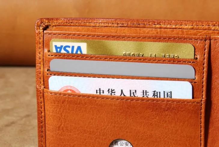 Handmade Genuine Leather Mens Cool Slim Leather Billfold Wallet Men billfold Wallets Bifold for Men