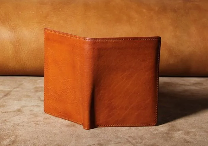 Handmade Genuine Leather Mens Cool Slim Leather Billfold Wallet Men billfold Wallets Bifold for Men