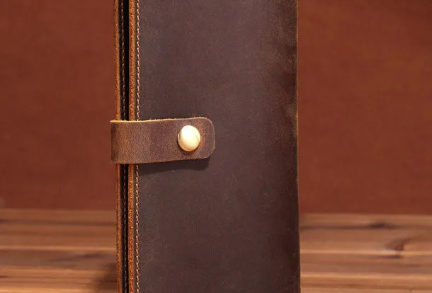 Handmade Genuine Leather Wallet Long Leather Wallet Bifold Wallet Bag For Mens