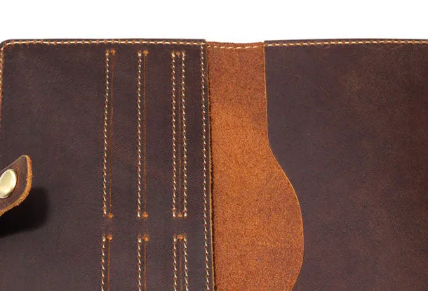Handmade Genuine Leather Wallet Long Leather Wallet Bifold Wallet Bag For Mens