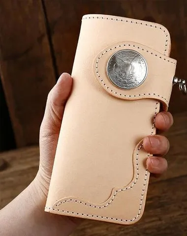 Handmade Leather Biker Chain Wallet Mens Cool Chain Long Wallet with Chain Cyber Monday wallet sale