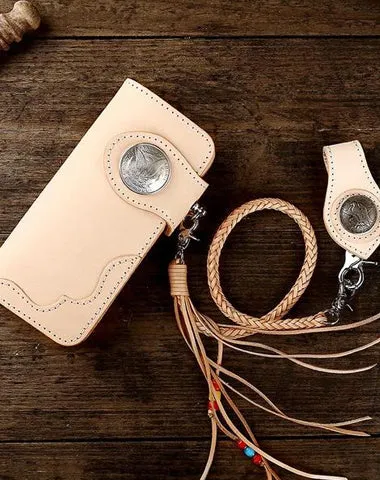 Handmade Leather Biker Chain Wallet Mens Cool Chain Long Wallets with Chain Cyber Monday wallet sale
