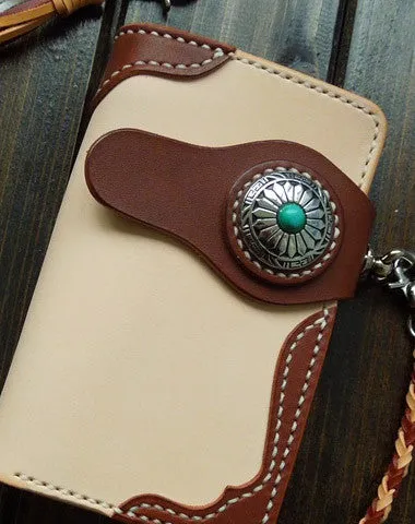 Handmade leather biker Wallet on sale chain bifold brown billfold Wallet on sale purse trucker Wallet on sale for men