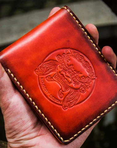 Handmade leather billfold lion wallet clutch zip long wallet brown leather men Cyber Monday wallet sale